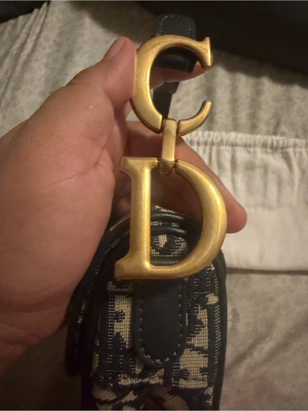 Inspired Saddle Shoulder Bag – Navy & Beige - Picture 3 of 8